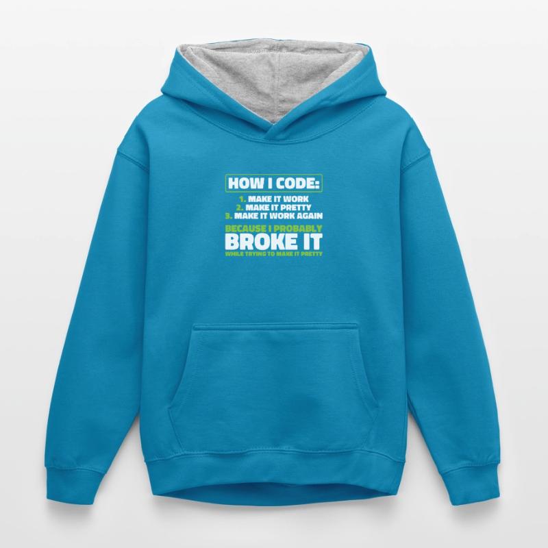 Developer, Coder, Programmer Kids’ Contrast Hoodie