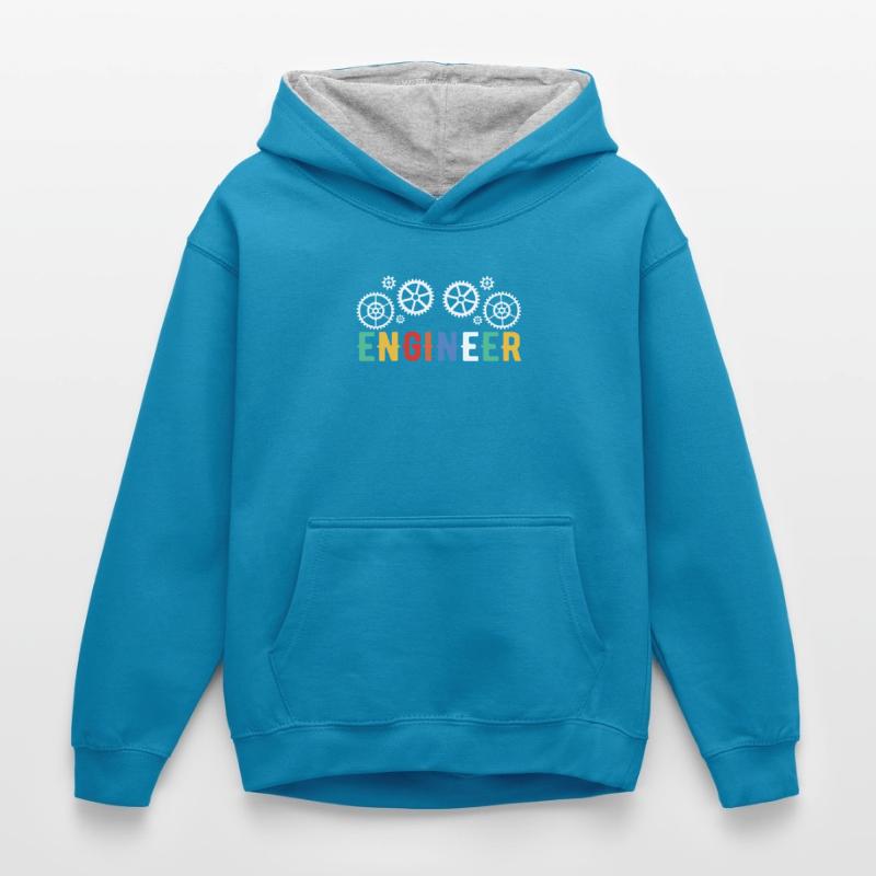 Engineer Brain Mechanical Engineering Electrical Engineering Math Kids’ Contrast Hoodie