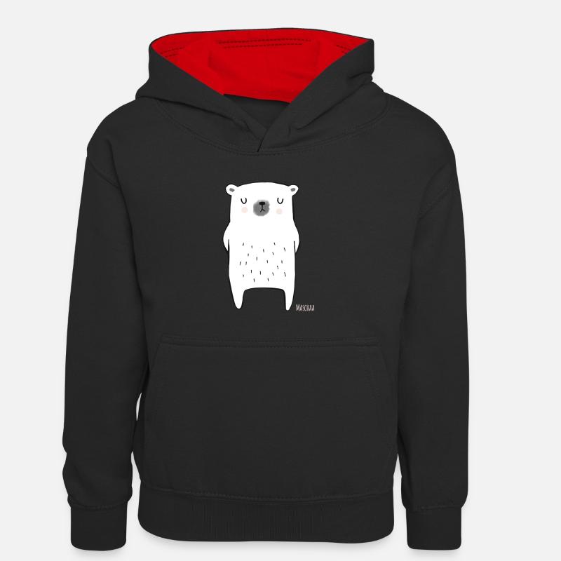 polarbear - Sweat à capuche contrasté Enfant - noir/rouge
