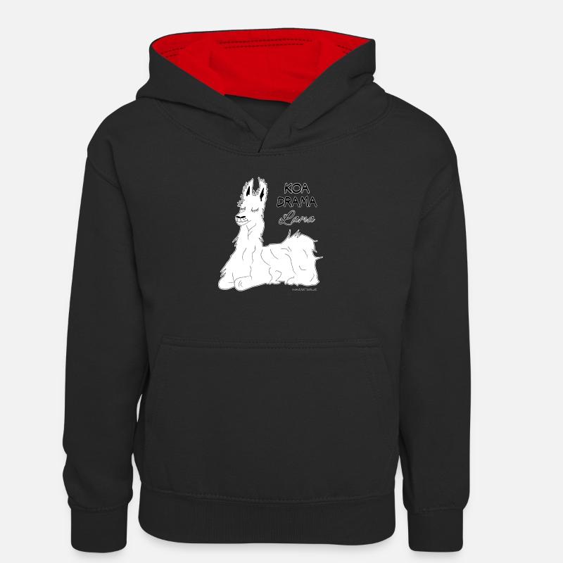 KOA DRAMA Lama - pas de drame Lama, dialecte - Sweat à capuche contrasté Enfant - noir/rouge