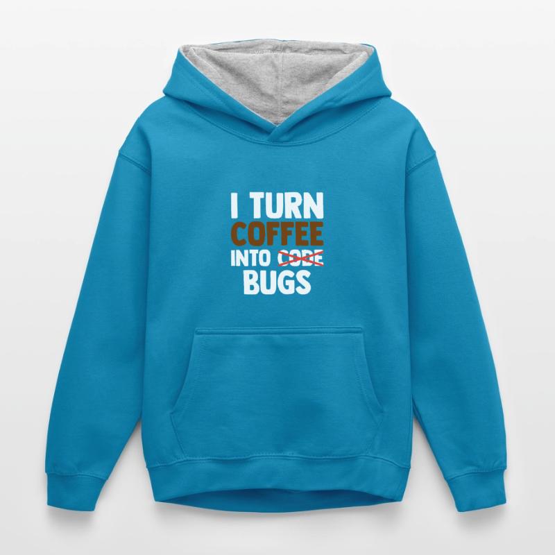 I Turn Coffee Into Bugs Coding Programming Softwar Kinder Kontrast-Hoodie