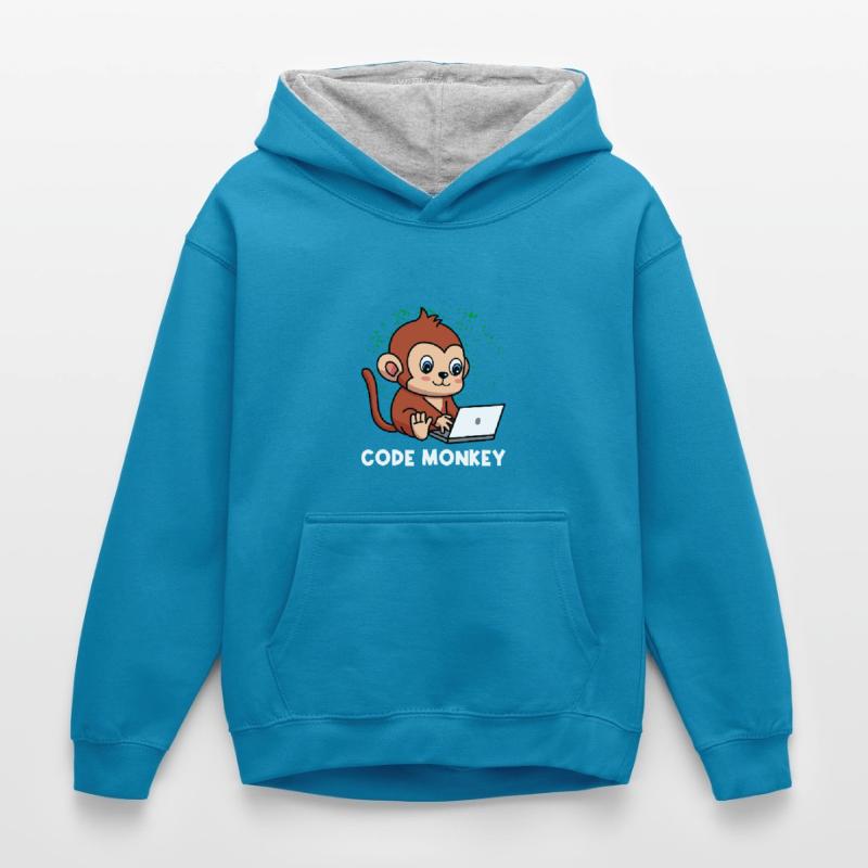 Code Monkey Programming Coder Computer Geek Develo Kinder Kontrast-Hoodie