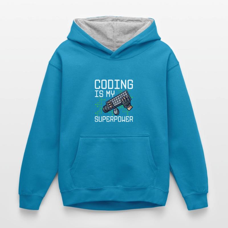 Coding Is My Superpower Programming Coder Computer Kinder Kontrast-Hoodie