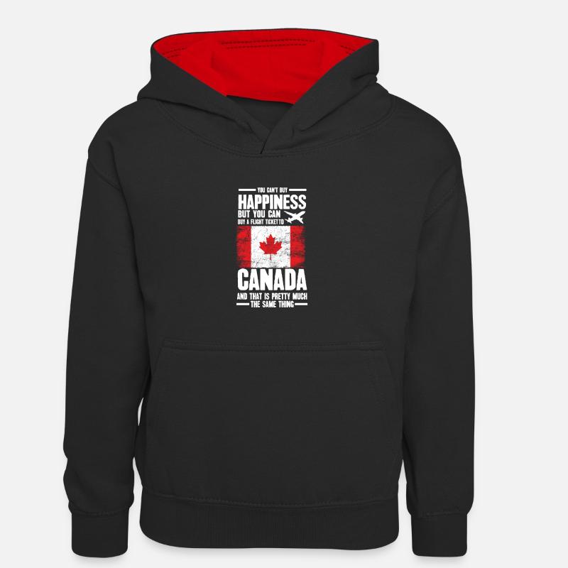 Cadeau de vacances drapeau canadien du Canada - Sweat à capuche contrasté Enfant - noir/rouge