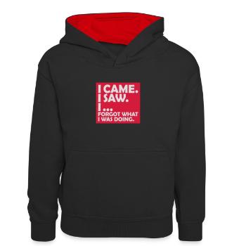 I came saw forget - Kinder Kontrast-Hoodie - Schwarz/Rot - Vorne