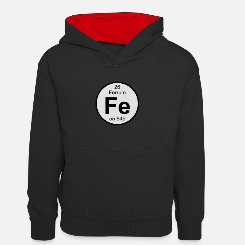 Element 26 - fe (ferrum) - Round (white) - Sweat à capuche contrasté Enfant - noir/rouge