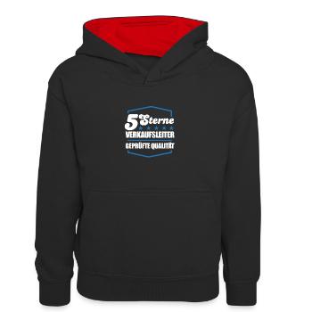 5Sterne Verkaufsleiter - Kinder Kontrast-Hoodie - Schwarz/Rot - Vorne