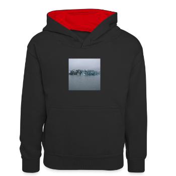 Iceland blue shimmering - Kids’ Contrast Hoodie - black/red - Front