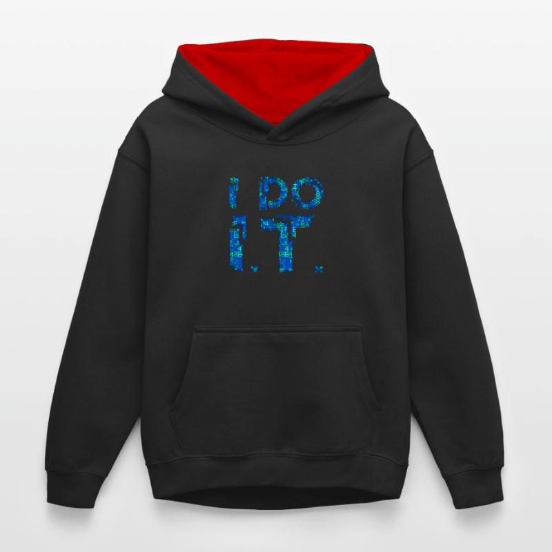 IT guy support geek computer computer geek i do it Kids’ Contrast Hoodie