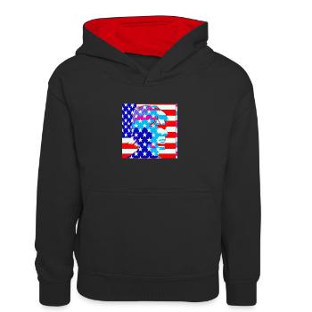 America - Kinder Kontrast-Hoodie - Schwarz/Rot - Vorne