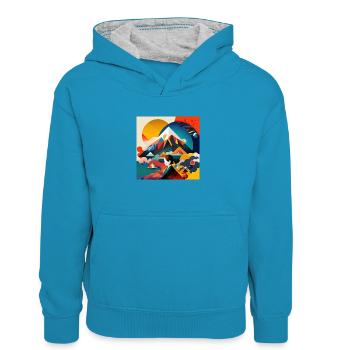 The Bauhaus Legacy - Kids’ Contrast Hoodie - peacock blue/heather grey - Front