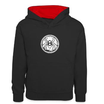 Spinne Spinnen Tiere - Kinder Kontrast-Hoodie - Schwarz/Rot - Vorne