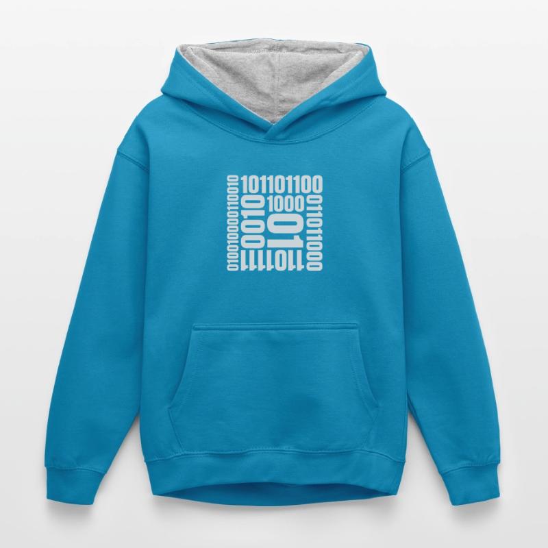 Binär Code Programm Sprache Kinder Kontrast-Hoodie