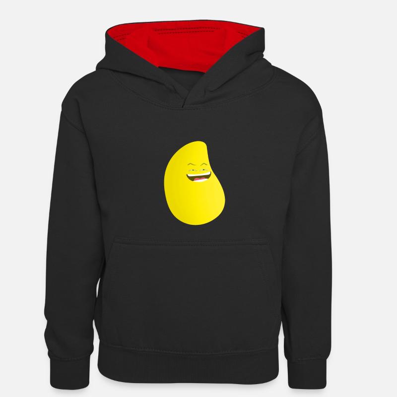 Frecher Griff - Kinder Kontrast-Hoodie - Schwarz/Rot