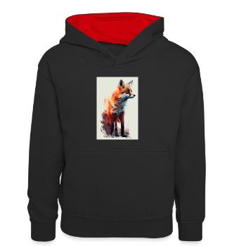Renard Renards Animal Animal - Sweat à capuche contrasté Enfant - noir/rouge - Devant