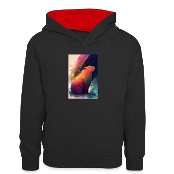 Capybara Capybara Rodent Animal Colorful - Kids’ Contrast Hoodie - black/red - Front