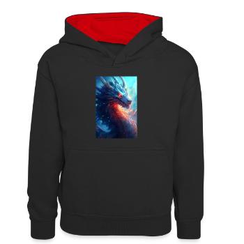 Dragon Mystique Dragon Fantaisie Cool - Sweat à capuche contrasté Enfant - noir/rouge - Devant
