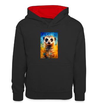 Erdmännchen Tier Erdmann Animals - Kinder Kontrast-Hoodie - Schwarz/Rot - Vorne