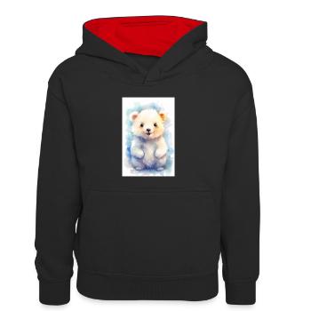 Eisbär Eisbären Tier Nordpol Cute - Kinder Kontrast-Hoodie - Schwarz/Rot - Vorne