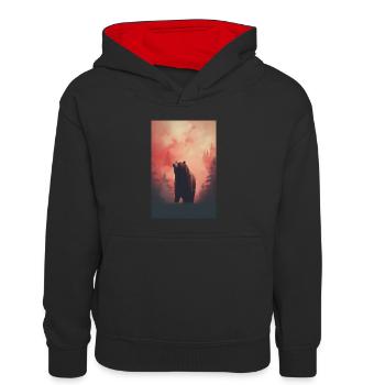 Ours Grizzli Ours brun Ours animal - Sweat à capuche contrasté Enfant - noir/rouge - Devant