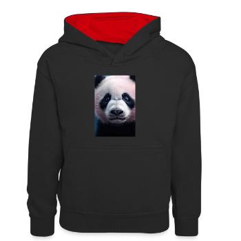Pandabär Panda Tier Pandas Closeup Face - Kinder Kontrast-Hoodie - Schwarz/Rot - Vorne