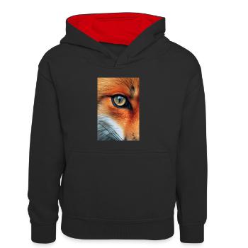 Fox Foxes Animal Animal - Kids’ Contrast Hoodie - black/red - Front