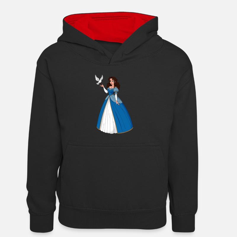Valena - Sweat à capuche contrasté Enfant - noir/rouge