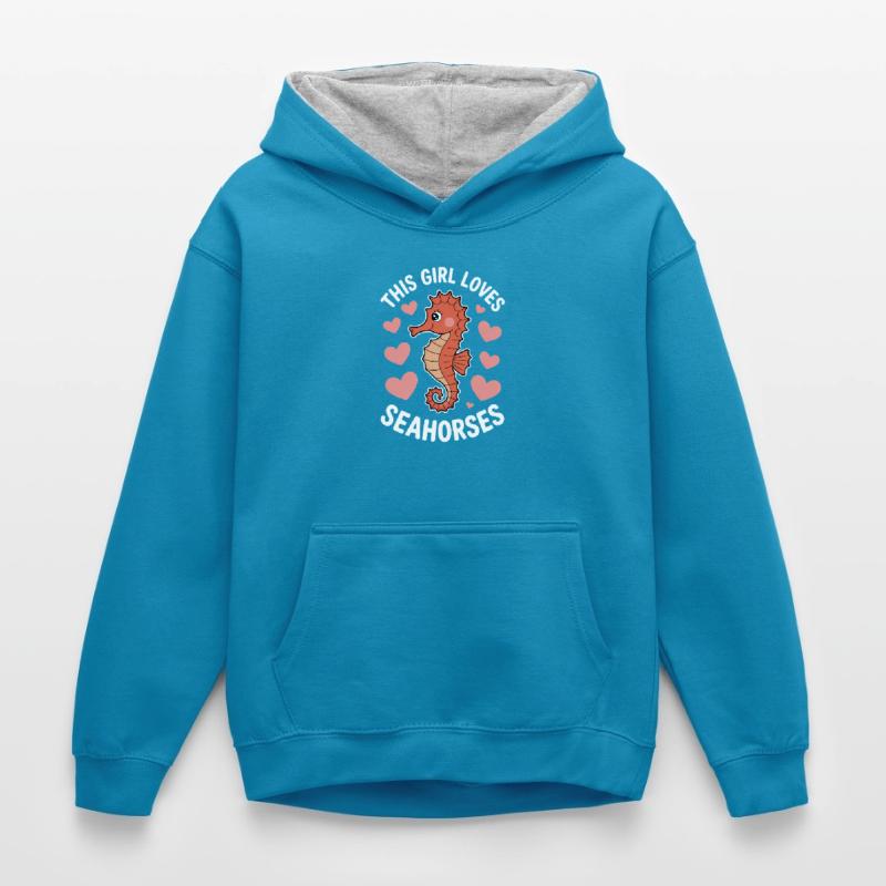Seepferdchen Spruch Lustiges Seepferdchen Geschenk Kinder Kontrast-Hoodie