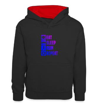 Course à pied Fitness Hommes Course de Jogging Femme - Sweat à capuche contrasté Enfant - noir/rouge - Devant