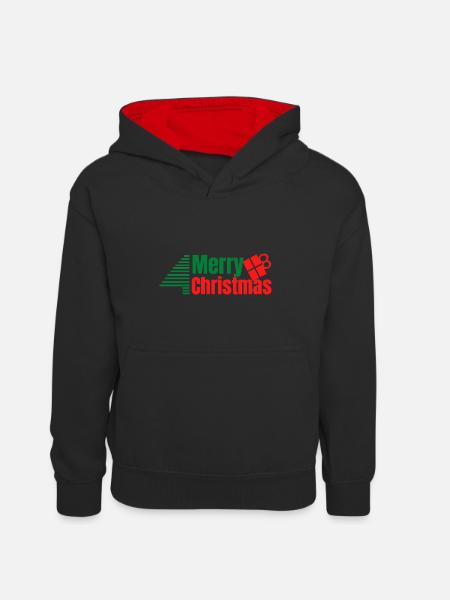 Merry Christmas - Sweat à capuche contrasté Enfant - noir/rouge