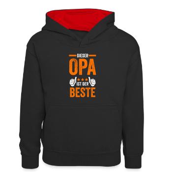 Bester Opa - Kinder Kontrast-Hoodie - Schwarz/Rot - Vorne
