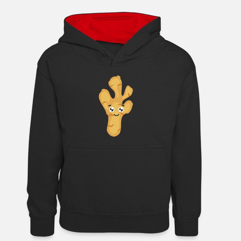 Gingembre - Sweat à capuche contrasté Enfant - noir/rouge