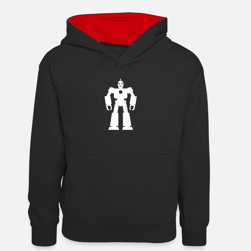 Robots – Technologie de l’IA Science-fiction Nerd Design - Sweat à capuche contrasté Enfant - noir/rouge