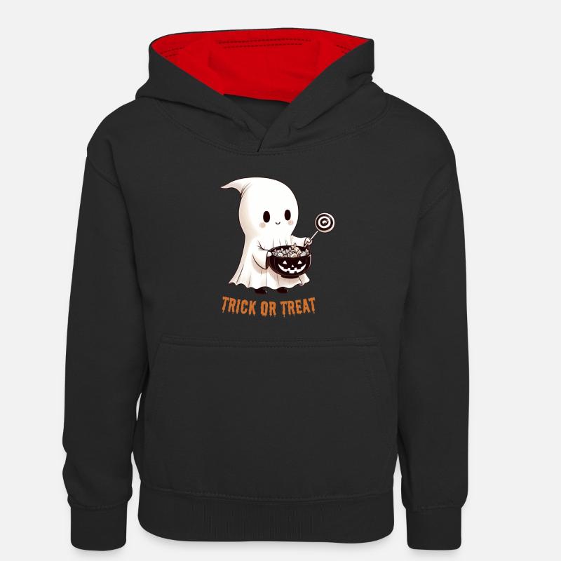 Süßes oder Saures - Kinder Kontrast-Hoodie - Schwarz/Rot