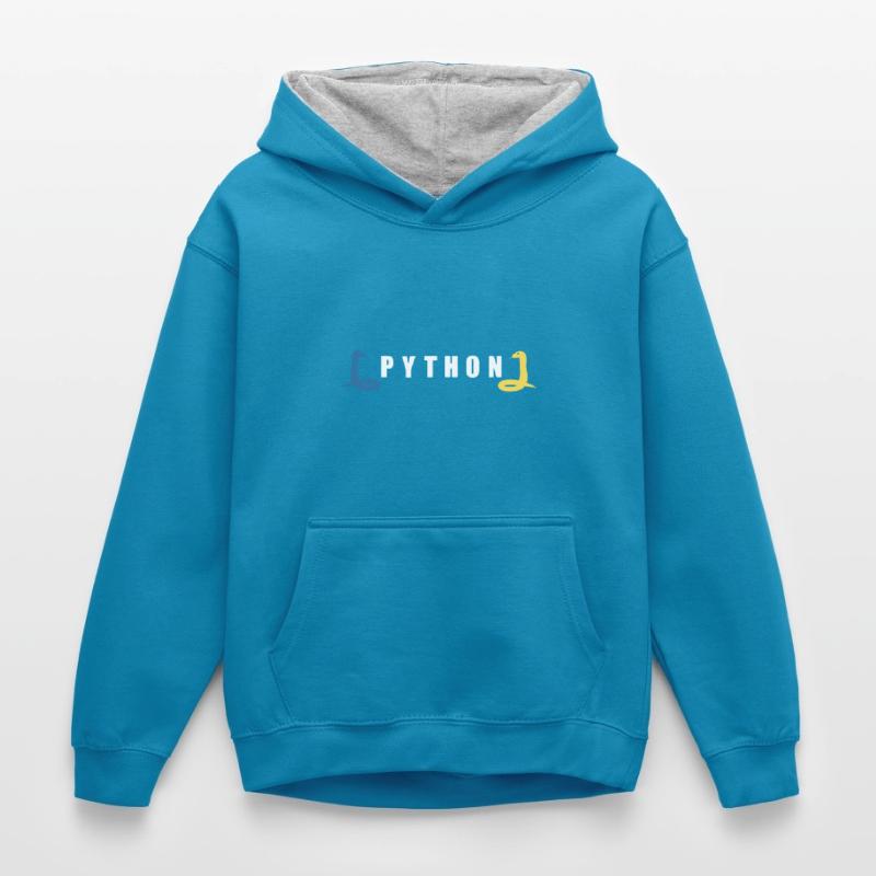 Python Entwickler Programmierer Coder Geschenkidee Kinder Kontrast-Hoodie