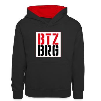 Betzen Berg Kaiserslautern Rote Teufel - Kinder Kontrast-Hoodie - Schwarz/Rot - Vorne