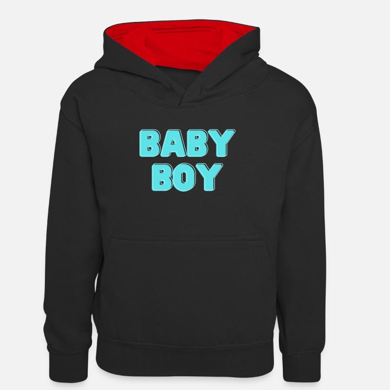 Bübchen - Kinder Kontrast-Hoodie - Schwarz/Rot