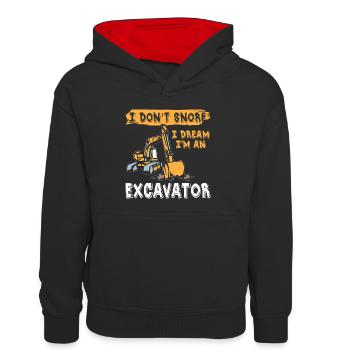Je ne ronfle pas excavatrice - Sweat à capuche contrasté Enfant - noir/rouge - Devant