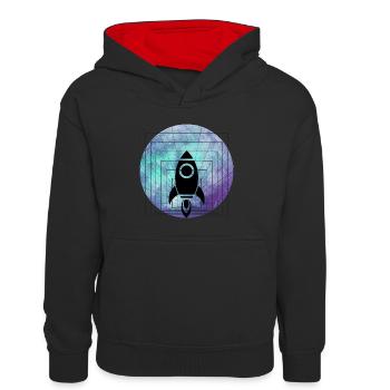 Rocket launch - Kids’ Contrast Hoodie - black/red - Front
