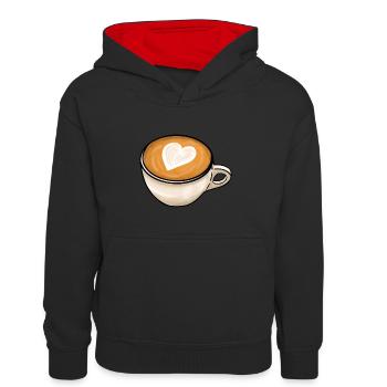 Café - Sweat à capuche contrasté Enfant - noir/rouge - Devant