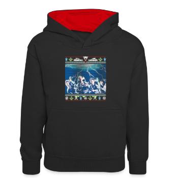 Ghostbusters Hauptcharaktere Weihnachtspulli - Kinder Kontrast-Hoodie - Schwarz/Rot - Vorne