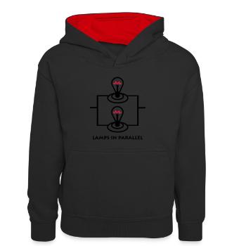 Lampen parallel - Kinder Kontrast-Hoodie - Schwarz/Rot - Vorne