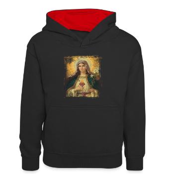 Jesus Maria Holly Mary - Kids’ Contrast Hoodie - black/red - Front