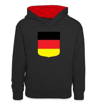 Allemagne (frontière noire) - Sweat à capuche contrasté Enfant - noir/rouge - Devant