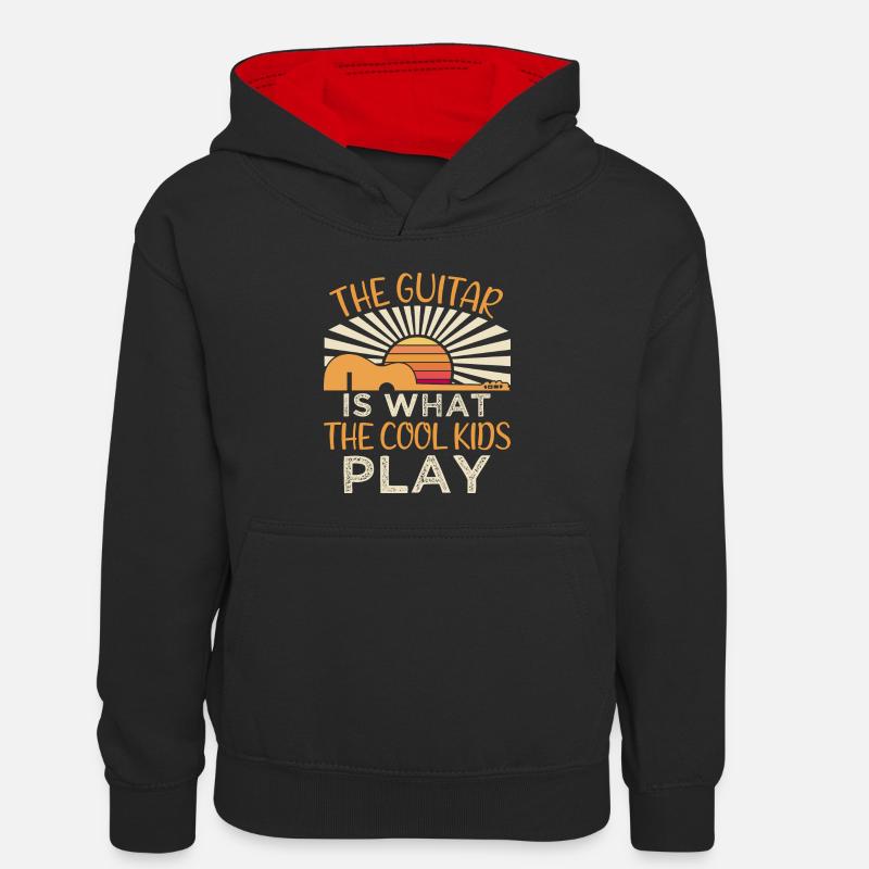 Provocation à la guitare - Sweat à capuche contrasté Enfant - noir/rouge