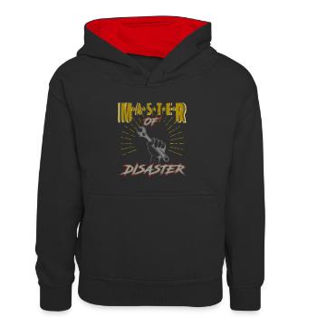 Master of Disaster Craftsman - Kinder Kontrast-Hoodie - Schwarz/Rot - Vorne