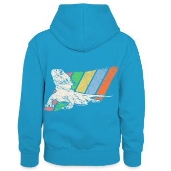 Animal de compagnie Retro - Sweat à capuche contrasté Enfant - bleu paon/gris chiné - Dos