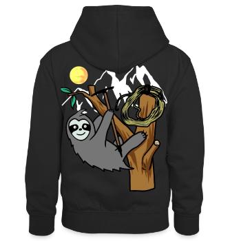 Faultier Wildnis Wildtier sportlich klettern - Kinder Kontrast-Hoodie - Schwarz/Rot - Hinten