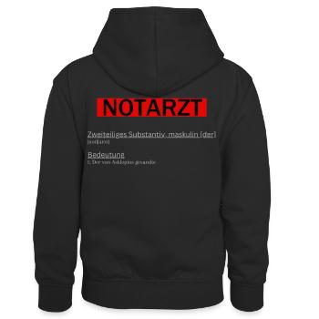 Notarzt rot - Kinder Kontrast-Hoodie - Schwarz/Rot - Hinten