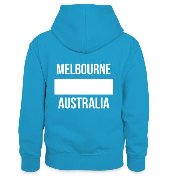 Melbourne Australie Souvenir - Sweat à capuche contrasté Enfant - bleu paon/gris chiné - Dos